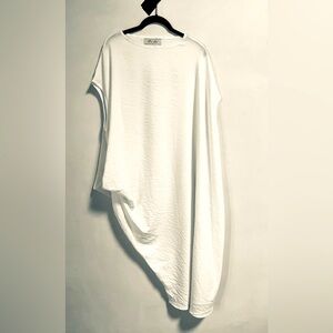 Ou fei linen draped dress